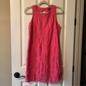 Tommy Bahama Tropical Embroidery Shift Pink Linen Dress
